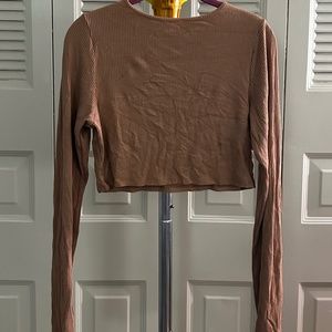 Large Asos Tan Cropped Long Sleeve T-shirt